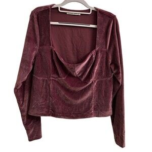 Abercrombie & Fitch Velvet Long Sleeve Square Neck Corset Top Size Large